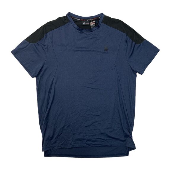 Spyder T Shirt Mens L Large Storm Black Active Short Sleeve Moisture Wick Train - Picture 1 of 9